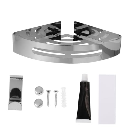 STOBAZA Edelstahl Eckregal Badezimmer Edelstahl Dreieck Regal Multifunktional mit Haken für Bad Küche Wohnzimmer Schlafzimmer Organizer ohne Bohren STOBAZA Edelstahl Eckregal Badezimmer Edelstahl Dreieck Regal Multifunktional mit Haken für Bad Küche Wohnzimmer Schlafzimmer Organizer ohne Bohren von STOBAZA