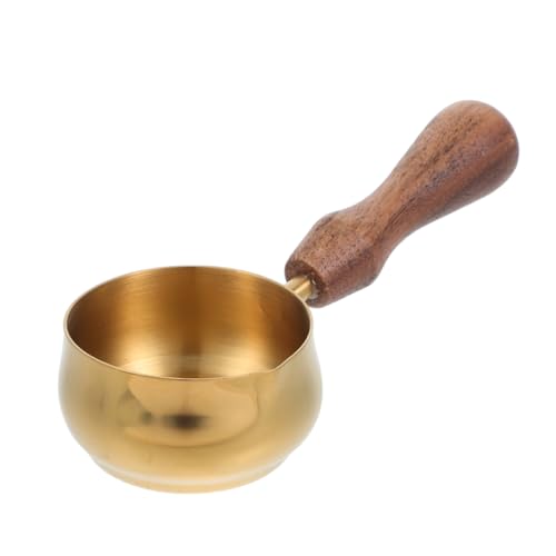 STOBAZA Edelstahl Espresso Tasse mit Kreativem Holzgriff und Präzisem Ausguss Robustes Milchschäum und Butterwärmgefäß Vielseitig für Kaffeezubereitung Zuhause und Büro Geeignet von STOBAZA