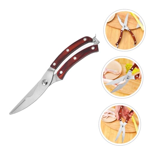 STOBAZA Edelstahl Geflügelschere Küchen Schere mit Holzgriff Multifunktional für Huhn Fisch Knochen Brechen Fleisch Schneiden Haushalt Küchenhelfer Robust und Leicht zu Reinigen von STOBAZA