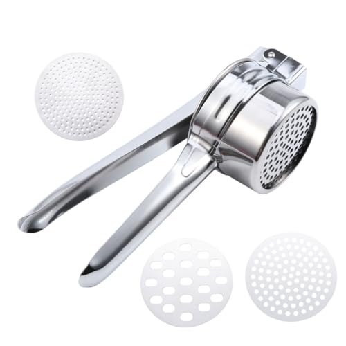 STOBAZA Edelstahl Kartoffelpresse mit Wechselbaren Scheiben Multifunktionaler Obst und Gemüsebrei Presser Ergonomischer Griff Spätzlepresse und Gnocchi Formpresse Leicht zu Reinigen und STOBAZA Edelstahl Kartoffelpresse mit Wechselbaren Scheiben Multifunktionaler Obst und Gemüsebrei Presser Ergonomischer Griff Spätzlepresse und Gnocchi Formpresse Leicht zu Reinigen und von STOBAZA