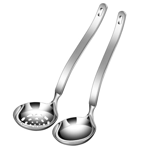 STOBAZA Edelstahl Suppenkellen mit Sieblöffel und Servierlöffel Ergonomische Griffe Langlebig Hygienisch Spülmaschinengeeignet für Restaurant und Dinnerpartys STOBAZA Edelstahl Suppenkellen mit Sieblöffel und Servierlöffel Ergonomische Griffe Langlebig Hygienisch Spülmaschinengeeignet für Restaurant und Dinnerpartys von STOBAZA