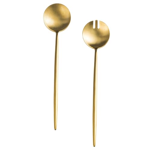 STOBAZA Ergonomische Teilige Salatgabel und Dessertlöffel aus Edelstahl Wiederverwendbar Goldfarben Spülmaschinenfest Vielseitig für Party Obst und Salat Geeignet STOBAZA Ergonomische Teilige Salatgabel und Dessertlöffel aus Edelstahl Wiederverwendbar Goldfarben Spülmaschinenfest Vielseitig für Party Obst und Salat Geeignet von STOBAZA
