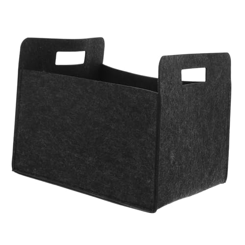 STOBAZA Faltbarer Filzkorb mit Griffen Vielseitige Aufbewahrungsbox für Bücher Kleidung Schreibtisch Organizer Geschenkbox in Dunkelgrau von STOBAZA