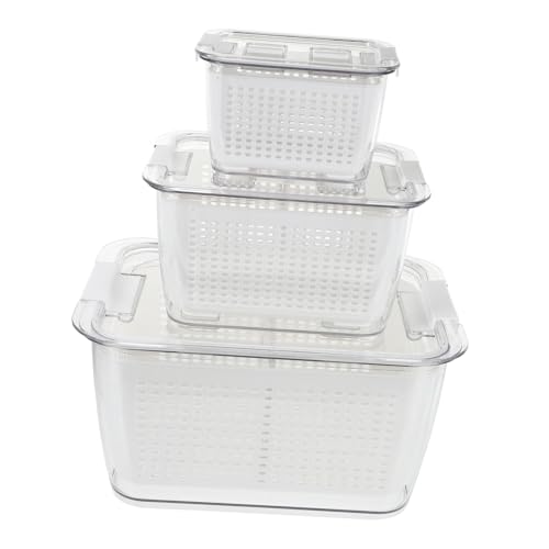 STOBAZA Frischhaltedosen mit Deckel und Abtropfgitter Stapelbare Aufbewahrungsbox für Obst und Gemüse Luftdichte Küchenbox zur Frischhaltung und Platzsparenden Lagerung im Kühlschrank STOBAZA Frischhaltedosen mit Deckel und Abtropfgitter Stapelbare Aufbewahrungsbox für Obst und Gemüse Luftdichte Küchenbox zur Frischhaltung und Platzsparenden Lagerung im Kühlschrank von STOBAZA