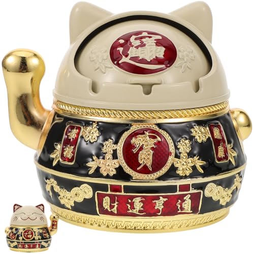 STOBAZA Glückskatzen Aschenbecher Aus Legierung, Mini Maneki Winddichter Aschenbecher, Aufbewahrungsbox Dekorativer Ornament für Heim und Bürodekoration von STOBAZA