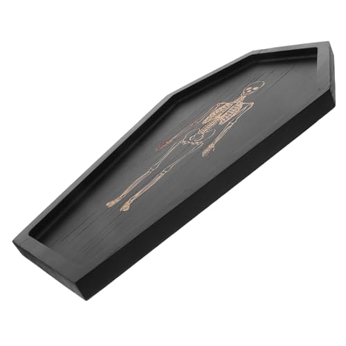 STOBAZA Gotische Sargschale Sargschalenregal Obstteller Sarg Tablett Sarg-Serviertablett aus Holz Halloween Coffin Snack Tablettplatte Obstschale Holz Servierschale hölzern Schwarz von STOBAZA