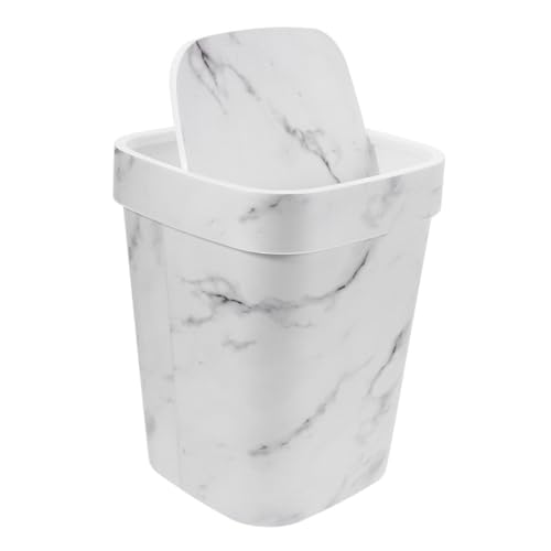 STOBAZA Großer Mülleimer mit Swing-deckel Marmoroptik Abfallbehälter für Badezimmer Küche Büro Vielseitiger Papierkorb mit Elegantem Design für Zuhause und Arbeitsplatz von STOBAZA