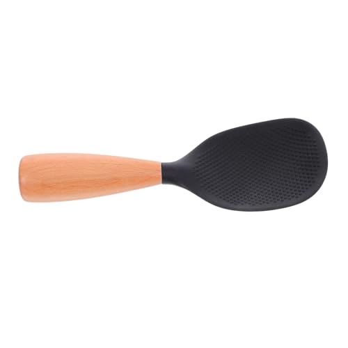 STOBAZA Hitzebeständiger Silikon Reislöffel mit Holzgriff Ergonomischer Standfester Spatel für Reiskocher Antihaft Reislöffel für Müheloses Servieren und Einfache Robustes von STOBAZA