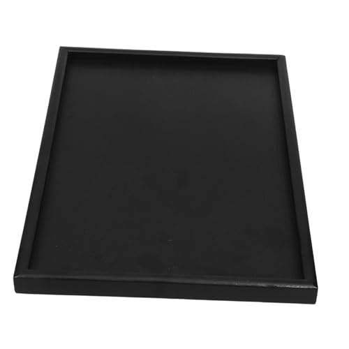 STOBAZA Hölzerne rechteckige Teeschale rechteckige Servierplatte Serving Tray Wood Bauerngeschirr Teetablett rechteckig Bauern-Teetablett Obst-Charcuterie-Brett Holz Schwarz von STOBAZA