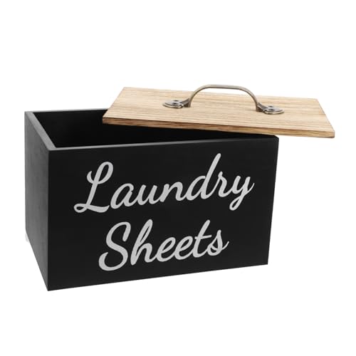 STOBAZA Holz Dryer Sheet Container mit Deckel Großer Aufbewahrungsbehälter für Wäschetrocknerblätter Praktische Waschküchen Box für Einfache Entnahme und Organisierte Lagerung von STOBAZA