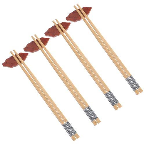STOBAZA Holz Essstäbchen mit Chopstick Rest Wiederverwendbar Glatte Oberfläche Ergonomisch Lebensmittelechtes Holz Tragbares Besteck für Zuhause Küche Büro und von STOBAZA