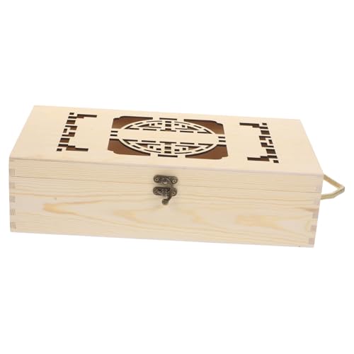 STOBAZA Holz Weinbox für Flaschen mit Tragegriff Handgefertigte Robuste Geschenkbox im Europäischen Stil als Rustikaler Weinflaschenhalter für Reisen Partys und Geschenke von STOBAZA