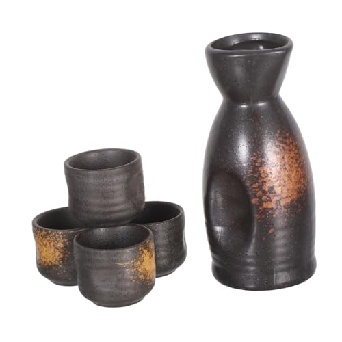 STOBAZA Japanisches Sake Set Keramik Karaffe und Sake Becher Porzellan für Zuhause Restaurant Büro Stilvolles Langlebiges Design Einfache Reinigung Authentisches Trinkerlebnis von STOBAZA