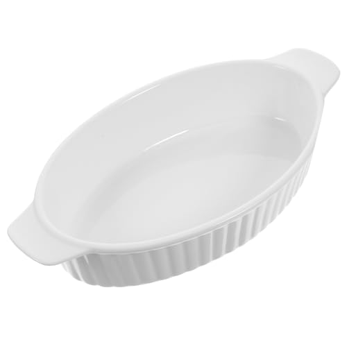 STOBAZA Keramik Backform mit Doppelten Griffen Hitzebeständig Spülmaschinenfest Oval Vielseitig für Backofen Mikrowelle Kühlschrank für Aufläufe Reis und Salate von STOBAZA