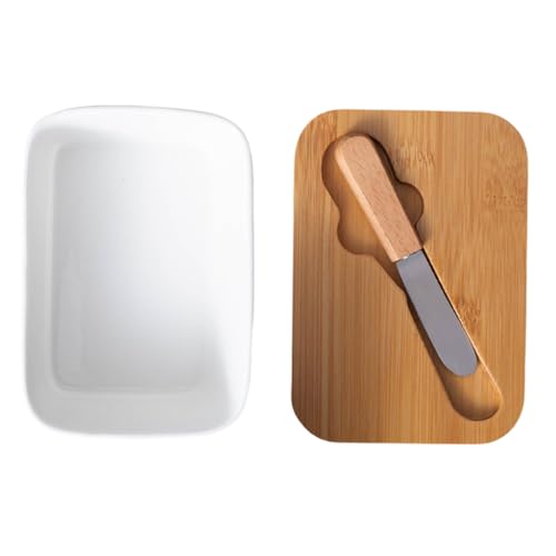 STOBAZA Keramik Butterdose mit Bambusdeckel Rechteckiger Butterbehälter mit Reliefmuster Stilvolle Butterdose zur Frischhaltung Weißes Porzellan für Tisch und Kühlschrank Geeignet STOBAZA Keramik Butterdose mit Bambusdeckel Rechteckiger Butterbehälter mit Reliefmuster Stilvolle Butterdose zur Frischhaltung Weißes Porzellan für Tisch und Kühlschrank Geeignet von STOBAZA