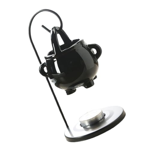 STOBAZA Keramik Duftlampe mit Stabilem Eisenrahmen Kreatives Kessel Design Aromalampe für Ätherische Öle Wachs Melts Wärmer Dekorativ für Zuhause Büro Entspannende Aromatherapie von STOBAZA