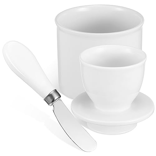 STOBAZA Keramikbutterbehälter mit Schneidwerkzeug Stilvolle Butterschale mit Deckel für Aromatisierte Butter für Küche und Tisch von STOBAZA