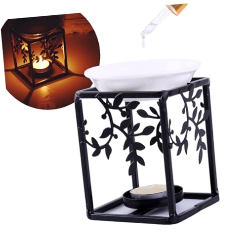 STOBAZA Kerzenhalter mit Keramikplatte Aromatherapie Duftlampe Aromadiffusor für Balkon Garten Schwarz Dual Nutzbar als Kerzenständer und Ölbrenner STOBAZA Kerzenhalter mit Keramikplatte Aromatherapie Duftlampe Aromadiffusor für Balkon Garten Schwarz Dual Nutzbar als Kerzenständer und Ölbrenner von STOBAZA