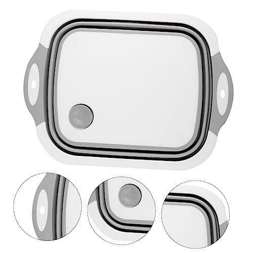 STOBAZA Klappbares Multifunktionales Schneidebrett mit Abflusskorb Umweltfreundliches Küchenbrett Abtropffläche und Gemüsewaschkorb Praktisch für Haushalt und Alltag von STOBAZA