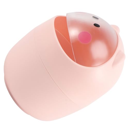 STOBAZA Kleiner Desktop mülleimer mit Deckel Niedlicher Mini abfalleimer aus Kunststoff für Büro Schlafzimmer Küche Tisch mülleimer Praktischer Tischabfalleimer Rosa Platzsparend und von STOBAZA