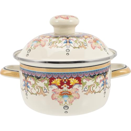 STOBAZA Küche Emaille Suppentopf mit Deckel-1.5L Retro Bohnen Kochtopf, Vintage dicker Suppentopf mit Griffen, Antihaftbeschichtung, sicher für Induktionsherde, Gasherd STOBAZA Küche Emaille Suppentopf mit Deckel-1.5L Retro Bohnen Kochtopf, Vintage dicker Suppentopf mit Griffen, Antihaftbeschichtung, sicher für Induktionsherde, Gasherd von STOBAZA