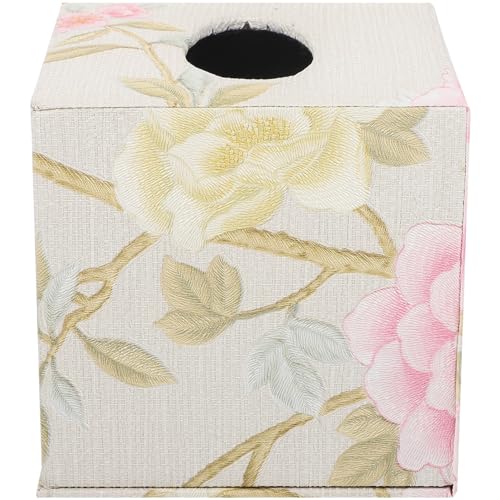 STOBAZA Leder-Taschentuchbox Floraler Serviettenspender Auto-Taschentuchhalter Kreative Papierhandtuch-Aufbewahrung Organizer Für Heimdekoration B von STOBAZA