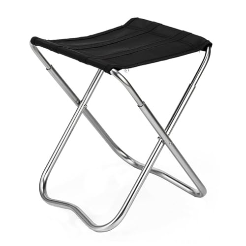 STOBAZA Leichter Stabiler Faltbarer Angelstuhl aus Aluminiumlegierung Kompakt und Tragbar für Camping Angeln Garten Strand und Outdoor Aktivitäten Maße Schwarzer Klapphocker von STOBAZA
