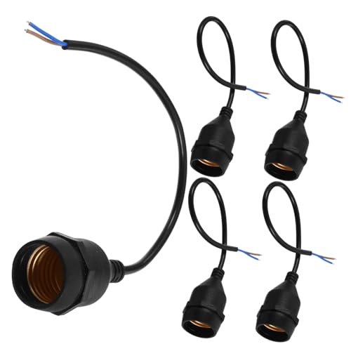 STOBAZA Lichtfassung mit Kabel Wasserdichter Vintage Lampensockel Stabile Pendelleuchte Fassung Einfache Montage Geeignet für Garten Terrasse Wohnzimmer Büro Schwarz von STOBAZA