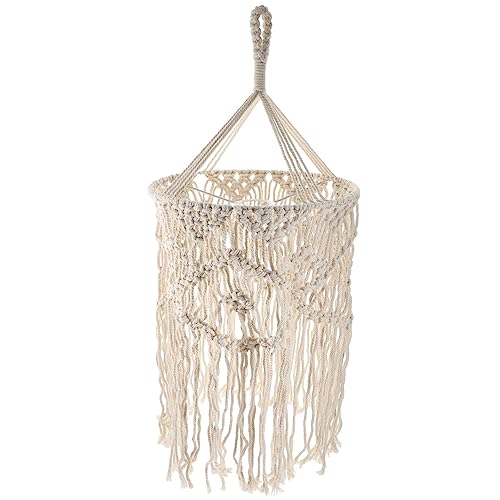 STOBAZA Makramee Lampenschirm Handgewebter Boho Stil für Deckenlampen Leicht zu Reinigen für Wohnzimmer Schlafzimmer und Besondere Anlässe von STOBAZA