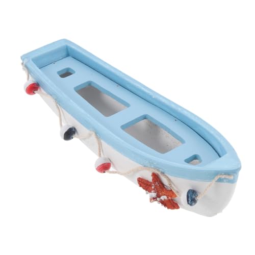 STOBAZA Mediterranes Holzboot Modell Tischdekoration Mittelgroß Hellblau Segelschiff Deko Büro Schreibtisch Ornament Vielseitig als Schülerpreis und Wohnaccessoire von STOBAZA