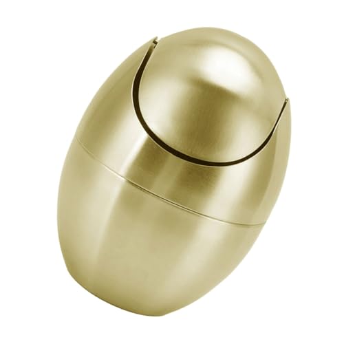 STOBAZA Mini Müllbehälter Eierförmig mit Schwingdeckel Goldener Kleiner Abfalleimer für Schreibtisch Theke Büro Badezimmer und Schlafzimmer Kompakt und Stilvoll Rostfrei Platzsparend STOBAZA Mini Müllbehälter Eierförmig mit Schwingdeckel Goldener Kleiner Abfalleimer für Schreibtisch Theke Büro Badezimmer und Schlafzimmer Kompakt und Stilvoll Rostfrei Platzsparend von STOBAZA