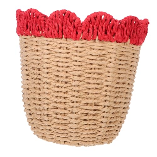 STOBAZA Multifunktionsspeicherkorb Bauernhauslagerorganisator Behälter handgewebter Müll kann Korbkorb mit überbrochener Rand Organizer Behälter Farmhouse Desk Organizer Korb Papier von STOBAZA