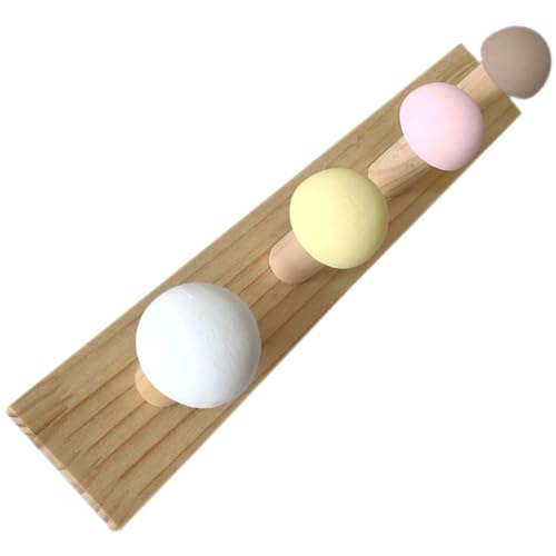 STOBAZA Nordische Garderobenleiste aus Holz Bunte Pastellfarben Robuste Wandhakenleiste für Mäntel Hüte und Jacken im Wohnzimmer Langlebige Praktische Kleiderhaken mit Hoher Tragkraft von STOBAZA