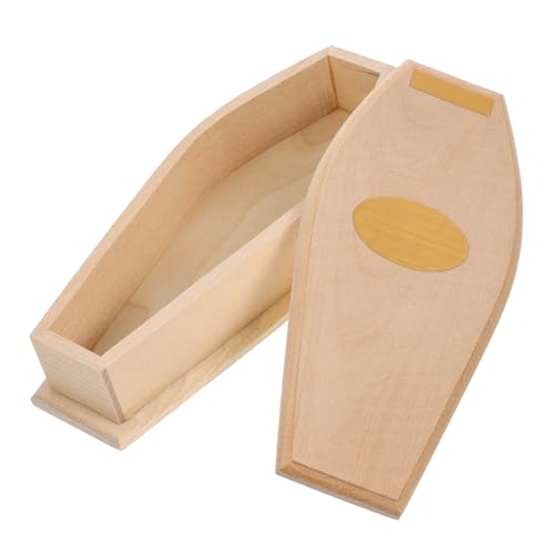 STOBAZA Puppenhausdekoration Sargspielzeug aus Kunststoff Sarg-Snack-Tablett Halloween liefert gotischer Sarg kleines Särgspielzeug Cookie -Fall Birke Beige von STOBAZA