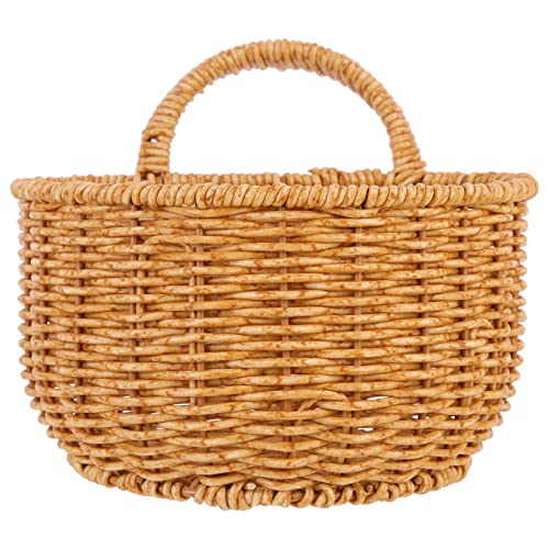 STOBAZA Rattan Gewebter Blumenkorb Hängender Pflanzer an Der Wand Befestigter Eierhalter Holzkunst Bauernvase Blumenarrangement Behälter Blumentopf Blumenkästen Pflanzgefäße von STOBAZA