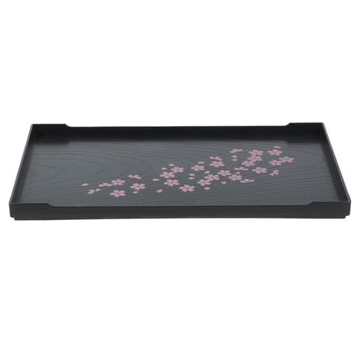 STOBAZA Rechteckiges Japanisches Tablett Mit Kirschblütenmuster Teegetränk-Servierplatte Snack-Obsttablett Couchtisch Ottomane Sake-Tablett Sushi-Teller Für Die Küche Zu Hause von STOBAZA