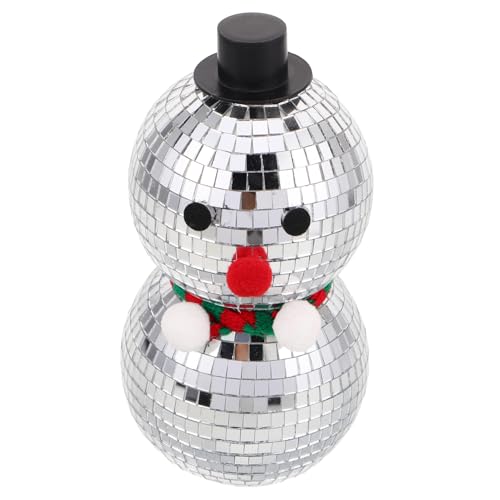 STOBAZA Reflektierende Weihnachts Disko Schneemann Figur mit Silberner Oberfläche Kompakt und Leicht für Kamin und Tischdekorationen bei Festlichen Winterpartys von STOBAZA