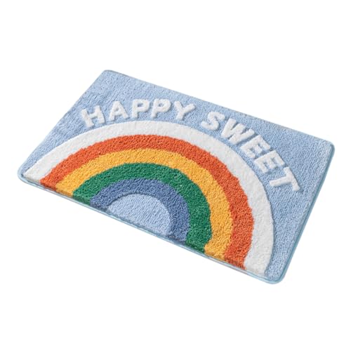 STOBAZA Regenbogen-bodenmatte Bad Saugfähig Teppich Süße Regenbogenmatte Wasserabsorbierende Fußmatte Fußmatten Für Zu Hause Regenbogen-fußmatte rutschfeste, Waschbare Matte Colorful von STOBAZA