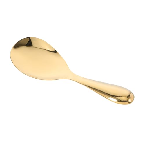 STOBAZA Reislöffel Robuster und Dicker Küchenspoon aus Glänzend Goldfarben Rutschfest und Leicht zu Reinigen für Täglichen Gebrauch der Küche von STOBAZA