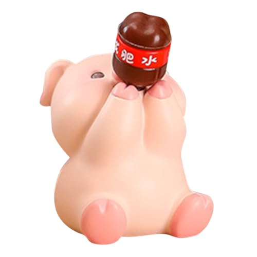 STOBAZA Resin Tierfigur Schwein Desktop Dekoration Kleine Kunstharz Skulptur Robust Leicht Gartendeko Geschenkidee Für Wohnzimmer Büro von STOBAZA