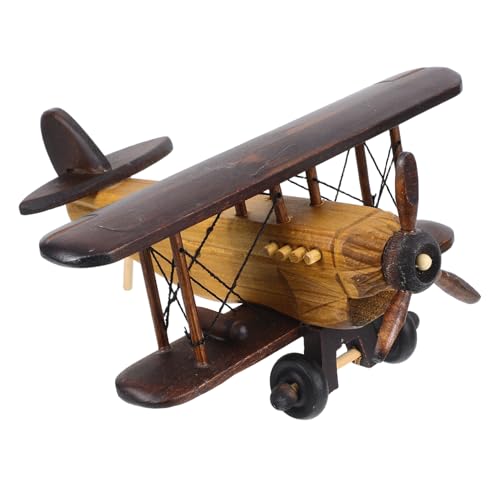 STOBAZA Retro Holzflugzeug Modell Vintage Flugzeug Ornament aus Holz Dekoratives Flugzeug Sammlerstück als Regaldeko für Kinderzimmer Wohnzimmer und Büro Einzigartiges Design von STOBAZA