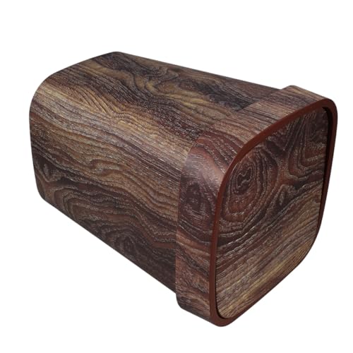 STOBAZA Retro Mülleimer mit Schwungdeckel Quadratischer Abfallbehälter mit Holzoptik Kompakt und Geräumig für Badezimmer Küche Büro und Wohnzimmer Stilvoll und Geruchsdicht Praktische von STOBAZA