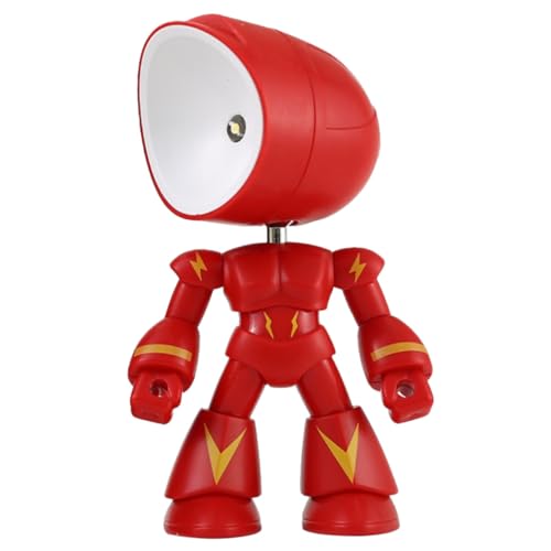 STOBAZA Robot Nachttischlampe Rotes Licht Dimmbar Touch Bedienung Verstellbarer Kopf LED Zimmerlampe für Schlafzimmer Lernen Dekorative Roboter Tischleuchte von STOBAZA