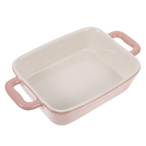 STOBAZA Rosa Keramik Backform für Mikrowelle Rechteckige Auflaufform Einfach zu Reinigen und Elegant für Aufläufe und Backwaren von STOBAZA