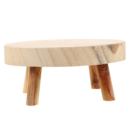 STOBAZA Rustikaler Holz dreibein hocker Vielseitiger Blumen Dessertständer für Zuhause Natürliche Aufbewahrung und Dekoration von Kuchen Pflanzen Kerzen Geschenkidee von STOBAZA