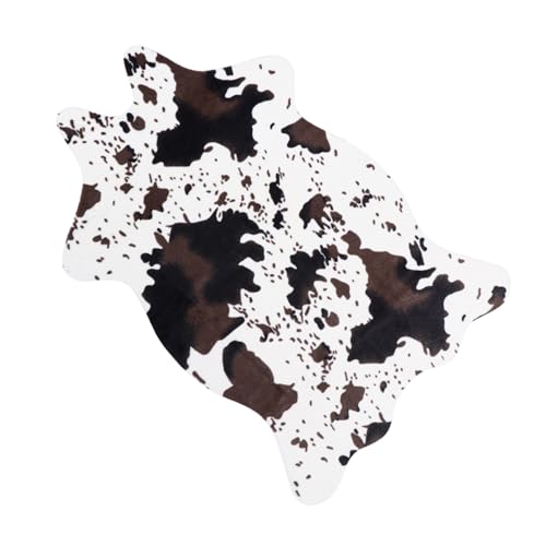 STOBAZA Rutschfester Teppich Faux Cowhide Floor Pad mit Kreativer Kuhmuster Form Weicher Polyester Latex Mix Komfortabler Wohnraumteppich für Schlafzimmer und Wohnzimmer Modische von STOBAZA