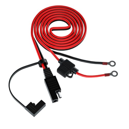 STOBAZA Sae Terminal Verlängerungskabel mit Ringklemme und Sicherung Solarbatterie Ladekabel Langlebiges Power Supply Kabel für Motorrad Auto Solarstromversorgung von STOBAZA