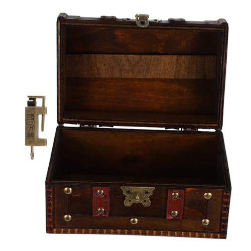 STOBAZA Schatztruhe Mit Schloss Kleine Holzkiste Piratenkiste-Dekoration Aufbewahrung Für Schmuck Und Andenken Retro-Design Für Party Und Heimgebrauch von STOBAZA