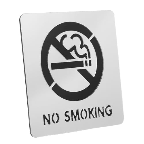 STOBAZA Selbstklebendes No Smoking Schild Silber Wasserdichtes Rauchverbotsschild für Büro Räume und Toiletten Leicht Anzubringen Klare Warnung Unauffälliges Design von STOBAZA
