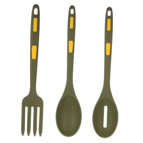 STOBAZA Silikon Kochlöffel Set Teilig Hitzebeständig Spaghetti Servierlöffel Geschlitzt Multifunktional Leicht Und Praktisch Für Küche Kochen Und Servieren von STOBAZA